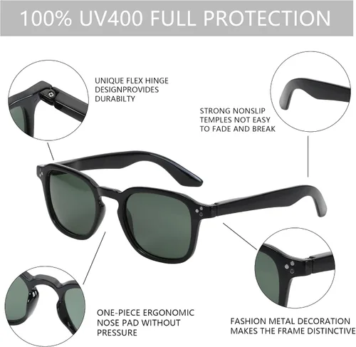 Vista 5 de ZENOTTIC Lentes de sol polarizados retro para mujer y hombre para cara pequeña, tonos clásicos cuadrados vintage, 100% protección UV a la moda