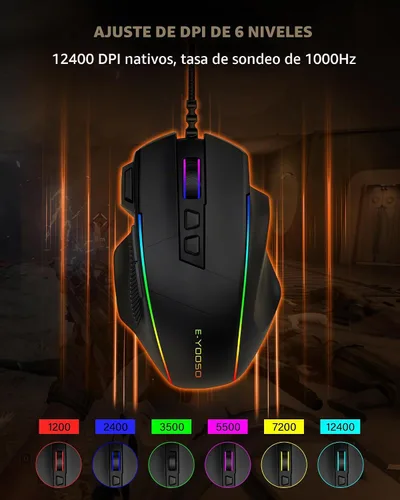 Vista 3 de Ratón para juegos de computadora con cable X49, llave de fuego rápido