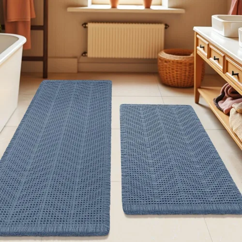 Vista 89 de Tapete de baño con diseño de gofre, moderno, bohemio, absorbente, antideslizante, ultrasuave, lavable a máquina, con letra de baño, dormitorio