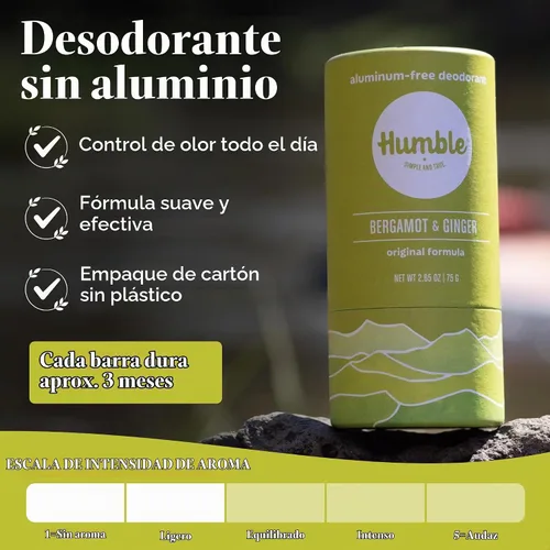 Vista 2 de Humble Aluminum-Free Deodorant with Baking Soda, Bergamot & Ginger