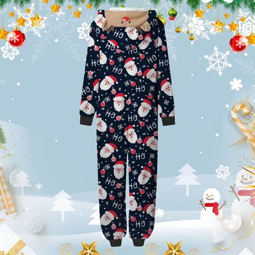 Vista 3 de CHUOAND Conjunto de pijama familiar de Navidad para parejas, ropa de dormir de Papá Noel para parejas