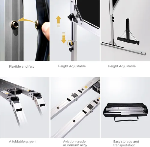 Vista 7 de SCREENPRO - Pantalla de proyector de 100 pulgadas con soporte, pantalla de película rápida para exteriores para patio con patas ajustables