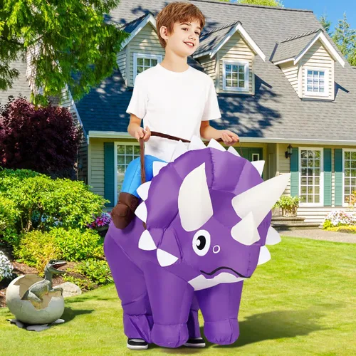 Vista 2 de GOOSH Disfraz inflable de dinosaurio para niños, disfraces de Halloween para niños y niñas, divertido disfraz inflable para fiesta de Halloween