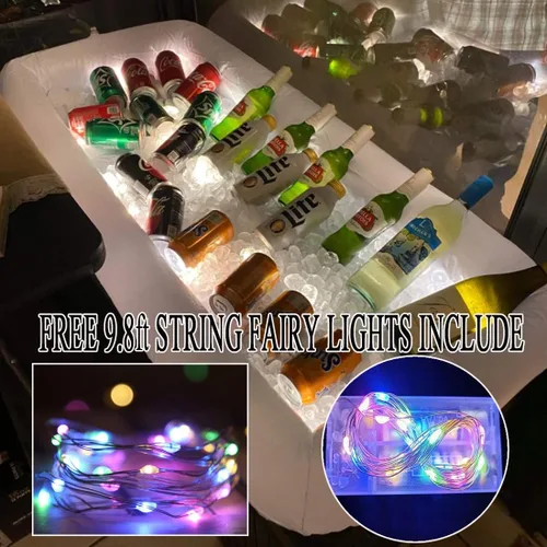 Vista 2 de Barras de servir inflables para bufé de hielo, bandejas para servir ensaladas, soporte para bebidas y alimentos, contenedores refrigerantes