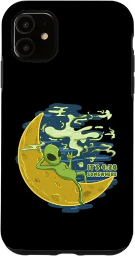 Vista 5 de Estuche de regalo para iPhone 14 Pro Alien 420 Somewhere Funny ET Cannabis Marihuana Stoner