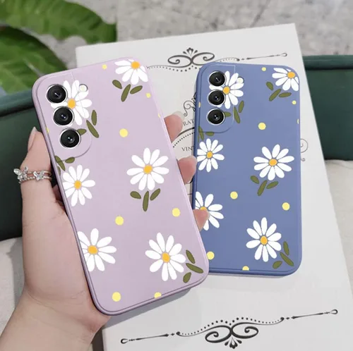 Vista 4 de Funda para Galaxy Note 10 Plus, diseño de margaritas, protección de lente de cámara, a prueba de golpes, TPU parachoques de silicona líquida, fundas