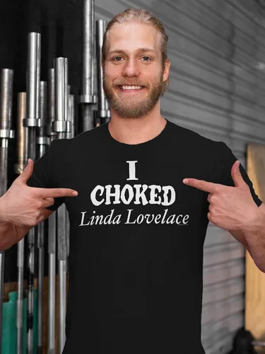 Vista 3 de Camisa vintage I Choked Linda Lovelace para hombre Negro-0001