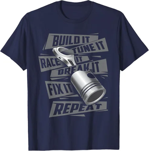 Vista 73 de Build It Tune It Race It Break It - Camiseta para entusiastas de los coches de carreras, talla S Negro
