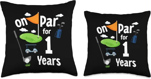 Vista 3 de On Par 1st Birthday Golf Player Theme 1 Year Old B-Day - Almohada de 16 x 16 pulgadas, multicolor