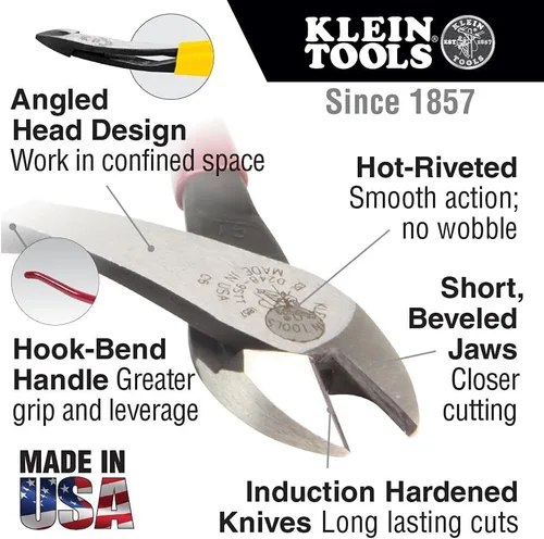Vista 6 de Klein Tools Alicates D213-9NE, cortadores laterales de 9 pulgadas y alicates D248-9ST, alicates de corte diagonal para trabajadores del hierro