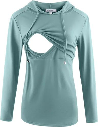 Vista 181 de GINKANA Sudadera con capucha para mujer, manga larga, lactancia materna, ropa casual