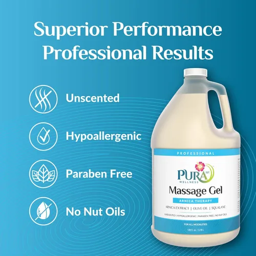 Vista 3 de Arnica Therapy Gel de masaje de 1 galón, extracto de árnica, profesional, terapia de masaje, tejido profundo, sin perfume, hipoalergénico