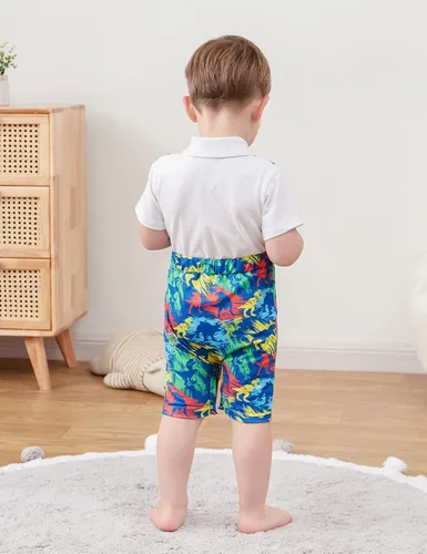 Vista 4 de BFUSTYLE Mameluco para bebé niño 2 en 1, traje de manga corta con pajarita 0-24 meses