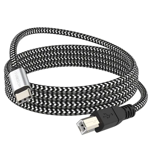 Vista 8 de MOSWAG Cable tipo C a USB B de 3.28 pies, cable de nailon trenzado USB C Midi cable escáner con conector de metal compatible con AiO, HP, Canon