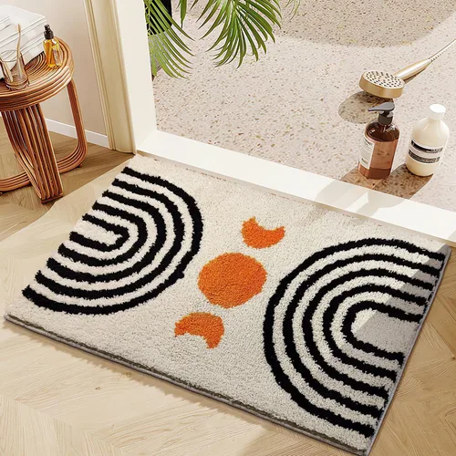 Vista 2 de Alfombras de Baño Bohemias Bonita Alfombra de Baño Bohemia Antideslizante de Microfibra Alfombrilla de Baño Abstracta para Dormitorio Alfombra Beige