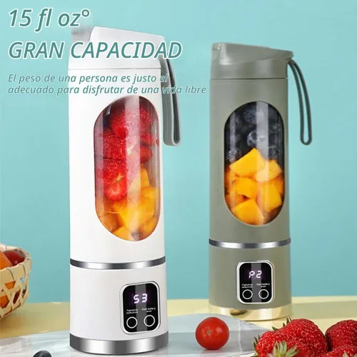 Vista 6 de Portable Blenders Bottles for Shakes and Smoothies, USB Rechargeable 1500mah Battery 3 Speed Cooking Machine with Display, 450ML Electric Juicer Cup