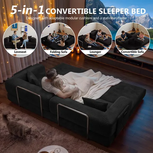 Vista 3 de Sofá cama sin hueso de 78.8 pulgadas para sala de estar, sofá
