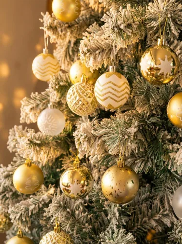 Vista 6 de 16 piezas Adornos de árbol de Navidad - Juego de adornos de bola de Navidad dorados para Navidad, festividades, coronas y decoraciones de fiesta