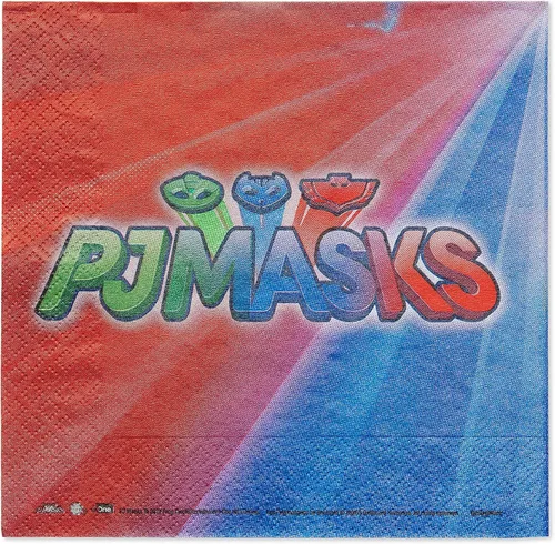 Vista 2 de PJ Masks - Servilletas de almuerzo, 6.5 x 6.5 pulgadas (paquete de 16), diseño audaz y ecológico, perfectas para fiestas y eventos infantiles