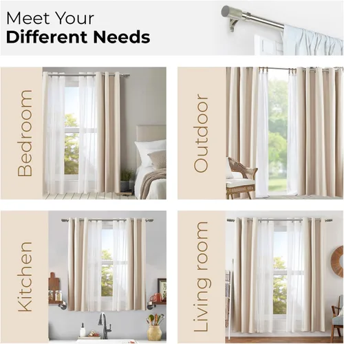 Vista 7 de Deco Window Barra de cortina extensible para puerta y ventanas, longitud ajustable, poste telescópico de hierro resistente con remates