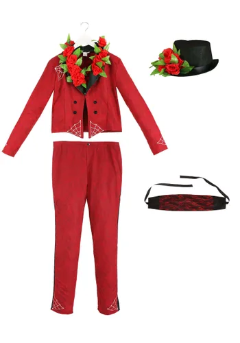 Vista 3 de Disfraz traje rojo de Día de Muertos para hombre Multicolor