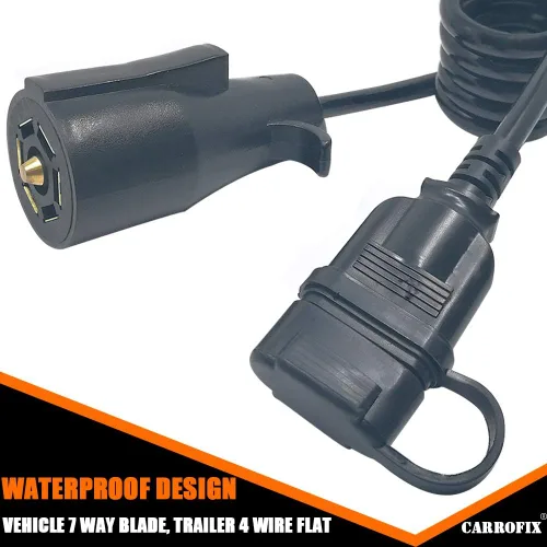Vista 5 de Adaptador de Conector de Cableado Enrollado de 7 Vías a 4 Vías Planas para Remolque de RV
