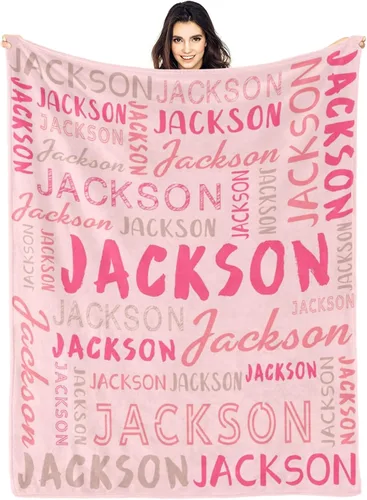 Vista 18 de Manta personalizada con nombre, manta personalizada con nombre y texto para adultos, niños, cumpleaños, Navidad, Día de la Madre, Padre, Día de San