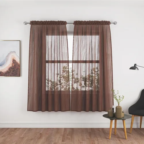 Vista 92 de UPOPO Paneles de Cortina Beige Pequeños Cortinas Transparentes de Gasa de 16 Pulgadas de Largo Cortinas de Cocina de Voile con Textura de Lino