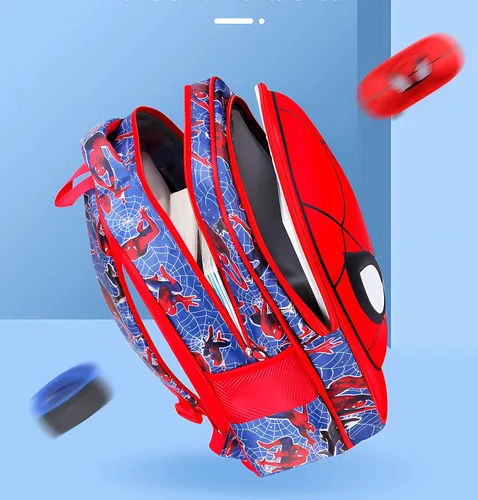 Vista 6 de SUFRAH Mochila de dibujos animados de 13 pulgadas Rojo y Azul Comic Impermeable Durable Ligero Bookbag Moda Causal Bolsa de Viaje, estilo 2, dibujos
