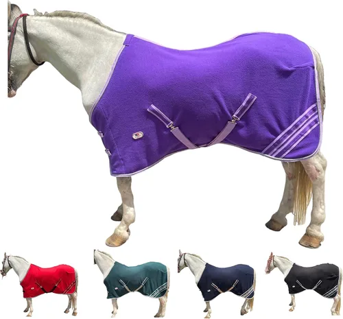 Vista 7 de Majestic Ally Manta de caballo de forro polar antibolitas con cuerda trenzada plateada (negro, 70)