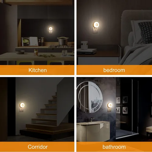Vista 5 de CREWEEL Luz nocturna, luz nocturna LED enchufable, 200 lúmenes, luz brillante con sensor de movimiento enchufable para interiores, eficiencia
