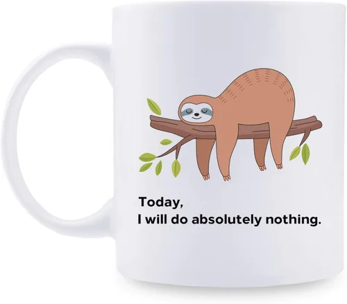 Vista 12 de aiyaya Taza de café con texto en inglés "Don't Hurry Be Happy Sloth - Bonita taza de café de perezoso de 11 onzas – Regalos de cumpleaños de Navidad