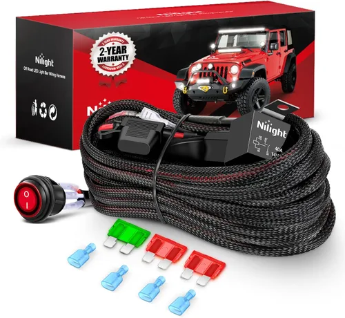 Vista 16 de Nilight Kit de arnés de cableado de barra de luz LED de cobre, 1 cable de 12 AWG resistente 12 V, interruptor de encendido y apagado, fusible