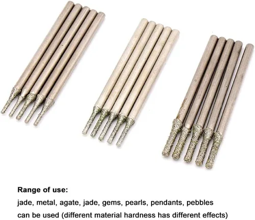 Vista 4 de 0.093 in Shank Diamond Grinding Head Burr Aguja Punto Grabado Grabado Pulido Vidrio Jade Piedra Brocas Herramientas Rotativas, Dia 0.5MM 10PCS