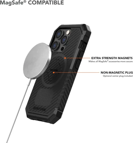 Vista 5 de Rokform - Funda resistente compatible con iPhone 14 Pro con doble imán y MagSafe + kit de 2 protectores de pantalla (transparente)