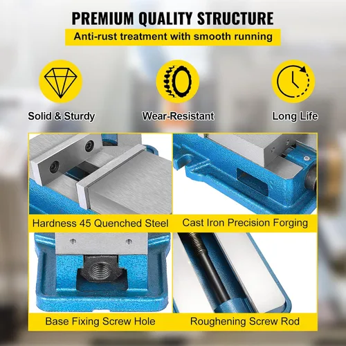 Vista 3 de Happybuy - Tornillo de banco para fresado de 3 pulgadas, tornillo de banco de hierro dúctil de precisión con bloqueo, tornillo de banco resistente