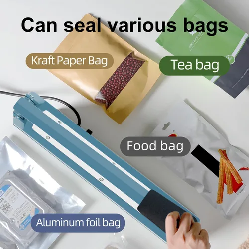 Vista 5 de Sellador térmico por impulso, sellador manual de bolsas, máquina de sellado térmico de 8 pulgadas, máquina selladora de impulsos para bolsas