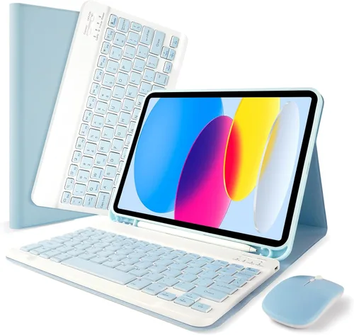 Vista 14 de LAMA Funda con Teclado Touchpad para iPad (A16) 11ª generación 2025/10ª generación 2022, funda tipo folio con soporte para lápiz, trackpad