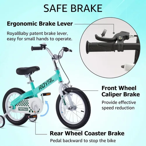 Vista 8 de Royalbaby Bicicleta Cubetube para niños de 3 a 9 años, bicicleta para niños pequeños de 12, 14, 16, 18 y 20 pulgadas, con ruedas de entrenamiento