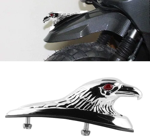 Vista 3 de KIMISS Adorno de cabeza de águila para motocicleta, adorno universal de cabeza de águila, estatua de guardabarros delantero de motocicleta