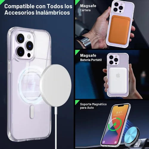 Vista 2 de MOCCA Funda magnética fuerte para iPhone 13 Pro Max, [compatible con Magsafe] [protector de pantalla de vidrio + protector de lente de cámara] Funda