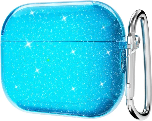 Vista 6 de Svanove Funda para Airpods Transparente con Purpurina, Funda Brillante y Bonita para Airpods de 1ª y 2ª Generación con Llavero, Carcasa Rígida