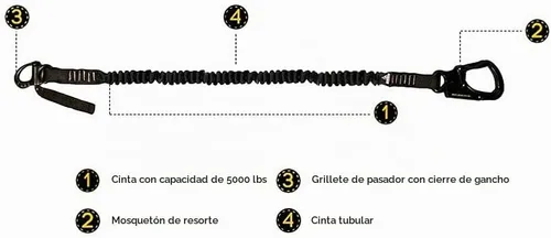 Vista 4 de Fusion Climb Retention Lanyard with Snap Hook and Shackle - Helo Personal