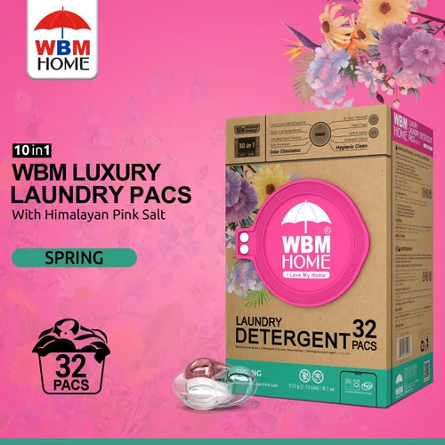 Vista 5 de WBM Cápsulas de detergente para ropa para el hogar, aroma de fragancia primaveral, 32 unidades, cápsulas de lavandería concentradas HE con 10 veces