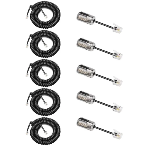 Vista 8 de Uvital Desenredador de cable para teléfono celular, 1 paquete de cable de teléfono fijo de 8 pies sin enrollar (1.2 pies en espiral) y 1 paquete