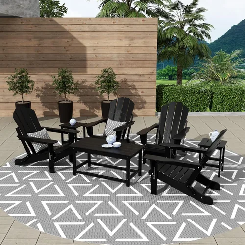 Vista 2 de WestinTrends Malibu - Juego de mesa auxiliar y café para silla Adirondack, 3 piezas, color negro