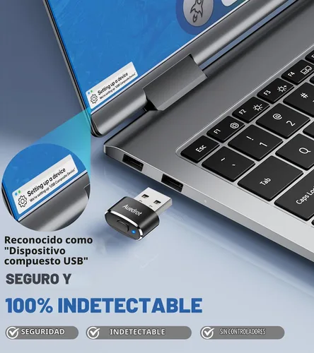 Vista 3 de Mouse USB con botón de interruptor de movimiento, agitador de mouse automático mini con 2 modos de movimiento, sin necesidad de controladores, plug