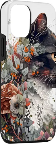 Vista 3 de Funda para iPhone 15 con diseño de gato con diseño de acuarela para jardín botánico