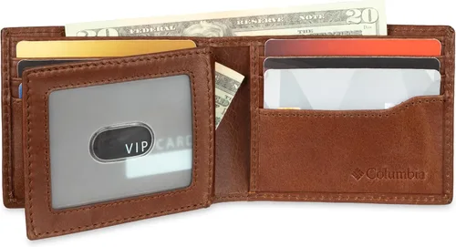 Vista 34 de Columbia Billetera plegable para hombre, múltiples ranuras para tarjetas, ventana de identificación