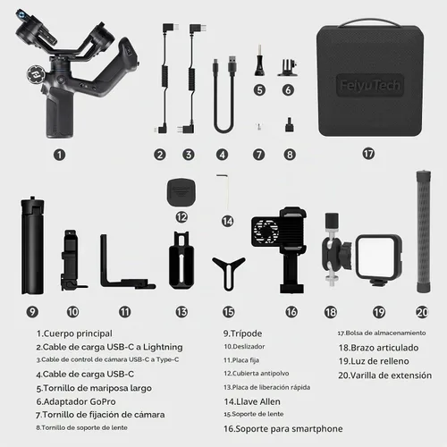 Vista 8 de SCORP Mini 3 Pro Kit de cámara cardán estabilizador de 3 ejes 4.4 lbs